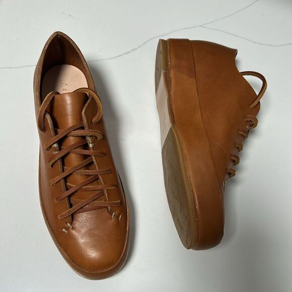 FEIT Hand Sewn Tan Leather Low Top Sneakers - Sz 35 - US 5 - Picture 6 of 15